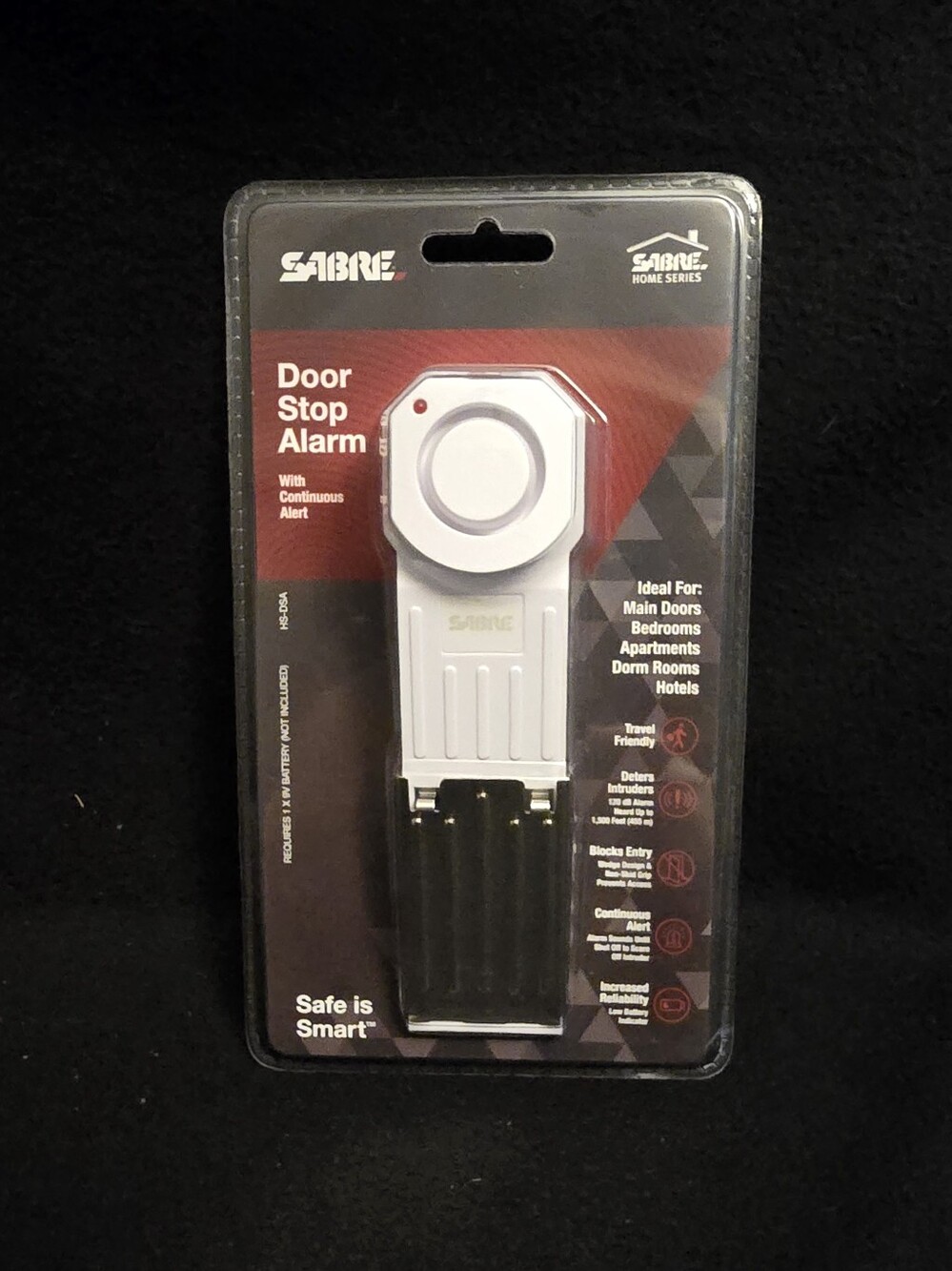 SABRE White and Black Door Stop Alarm - Security Alert for Home